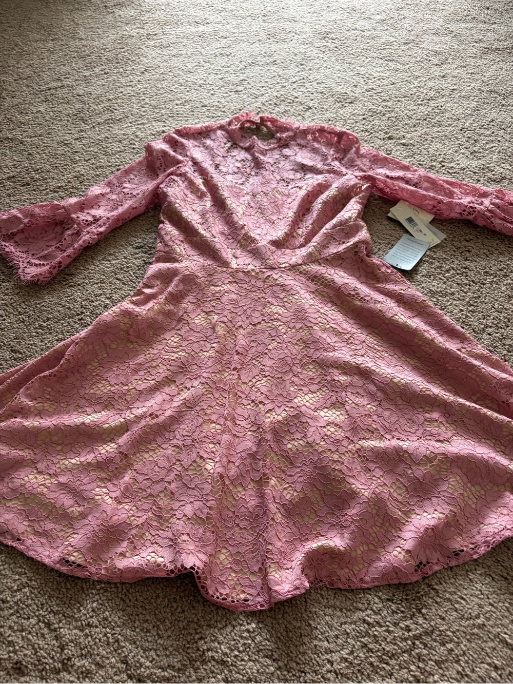 Eliza J NWT Pink Lace Fit-and-Flare Dress